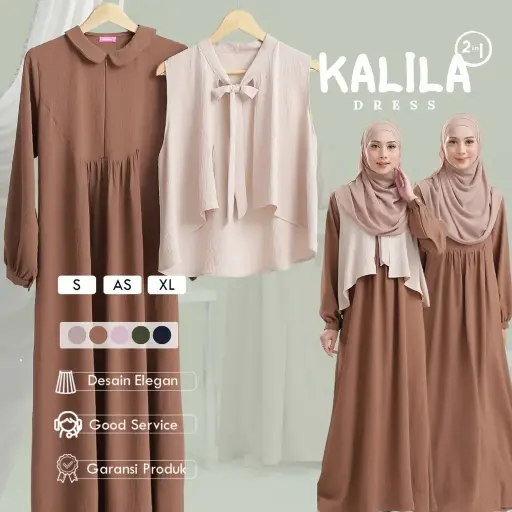 [GM001] NAISHA OFFICIAL - Kalila 2in1 Dress | Dress with Outer